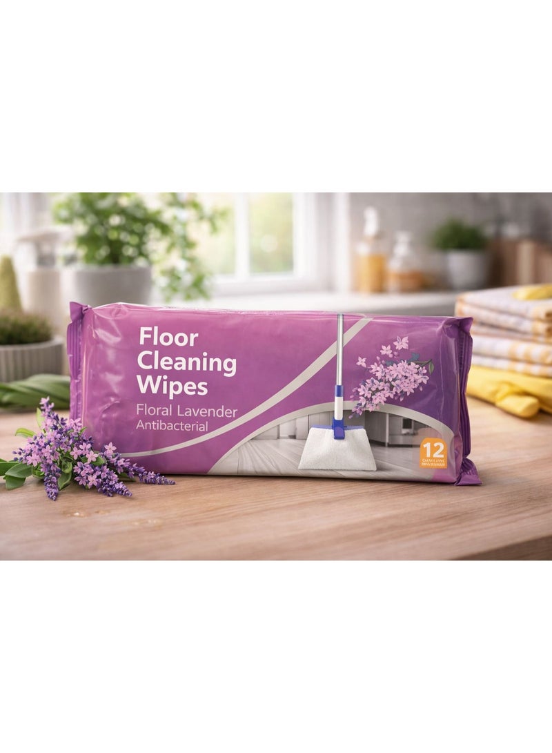 Floor Cleaning Wet Wipes – Floral Lavender Scent – 12 Sheets